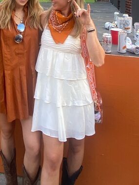 Reformation Cream Layered Dress- Perfect for Gameday! 🏈